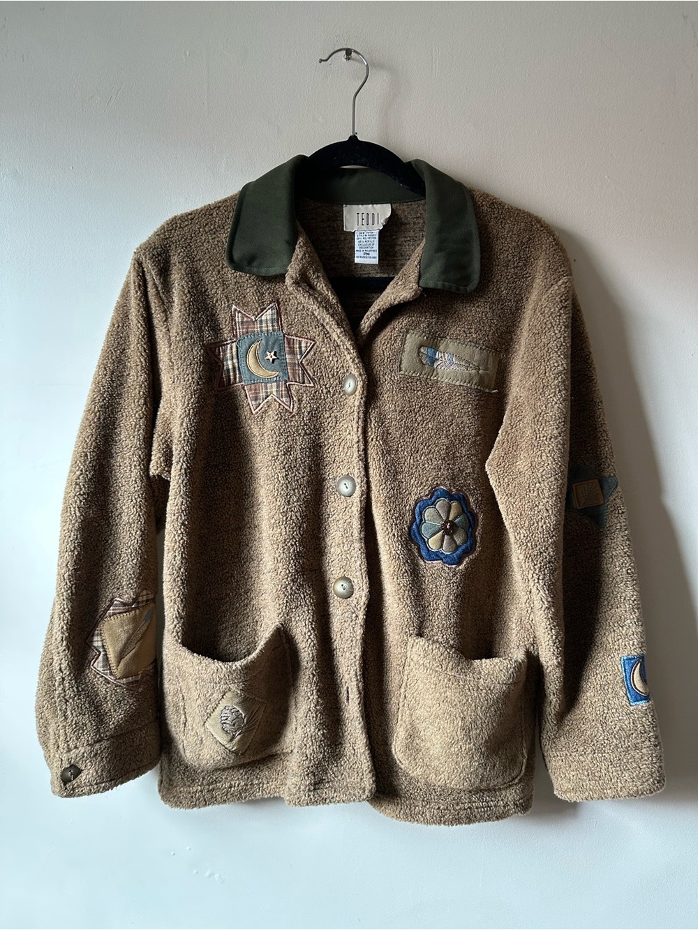 Vintage Teddi Sherpa Patchwork Button Up Jacket